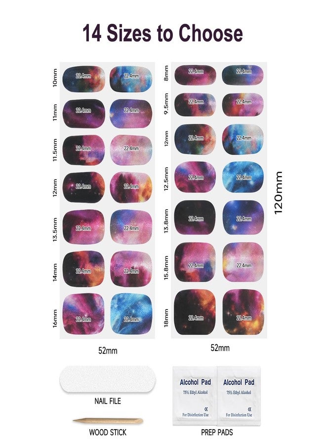 DUKASOU Semi Cured Gel Nail Strips, 28 pcs Gel Nails Stickers for Women Work with Any UV Lamp, Long Lasting UV Gel Nail Strips for Home DIY Nails Art (Smudge Starry Sky) - Image 5